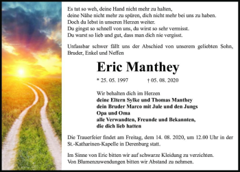 Traueranzeige von Eric Manthey  von Magdeburger Volksstimme