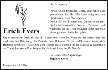 Traueranzeige von Erich Evers  von Magdeburger Volksstimme