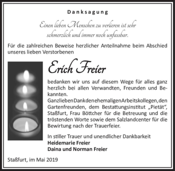 Traueranzeige von Erich Freier  von Magdeburger Volksstimme