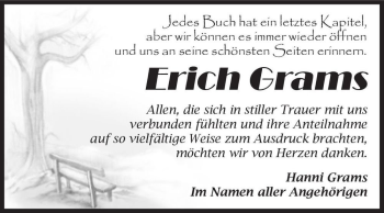 Traueranzeige von Erich Grams  von Magdeburger Volksstimme
