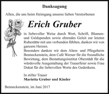 Traueranzeige von Erich Gruber  von Magdeburger Volksstimme