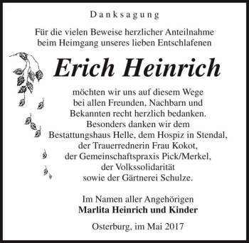 Traueranzeige von Erich Heinrich  von Magdeburger Volksstimme