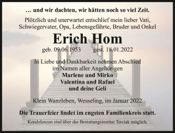 Traueranzeige von Erich Horn  von Magdeburger Volksstimme