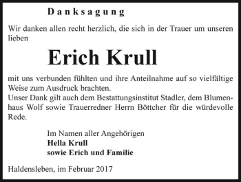 Traueranzeige von Erich Krull  von Magdeburger Volksstimme