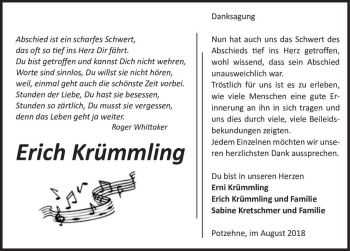 Traueranzeige von Erich Krümmling  von Magdeburger Volksstimme