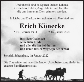 Traueranzeige von Erich Könecke  von Magdeburger Volksstimme