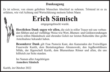 Traueranzeige von Erich Sämisch  von Magdeburger Volksstimme