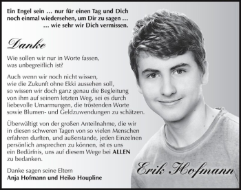 Traueranzeige von Erik Hofmann  von Magdeburger Volksstimme