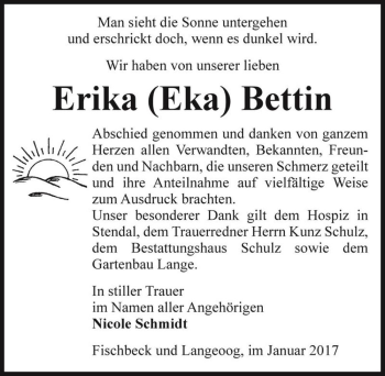 Traueranzeige von Erika 