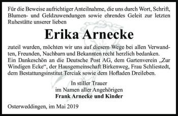 Traueranzeige von Erika Arnecke  von Magdeburger Volksstimme