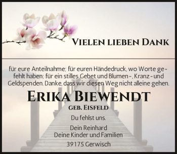 Traueranzeige von Erika Biewendt  von Magdeburger Volksstimme
