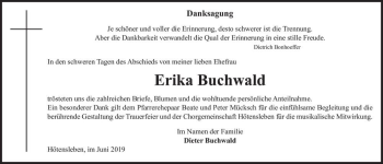 Traueranzeige von Erika Buchwald  von Magdeburger Volksstimme