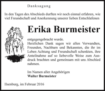 Traueranzeige von Erika Burmeister  von Magdeburger Volksstimme
