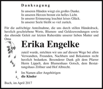 Traueranzeige von Erika Engelke  von Magdeburger Volksstimme