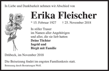 Traueranzeige von Erika Fleischer  von Magdeburger Volksstimme