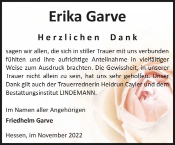 Traueranzeige von Erika Garve  von Magdeburger Volksstimme