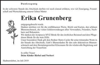 Traueranzeige von Erika Grunenberg  von Magdeburger Volksstimme
