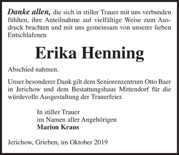 Traueranzeige von Erika Henning  von Magdeburger Volksstimme
