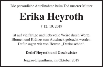 Traueranzeige von Erika Heyroth  von Magdeburger Volksstimme
