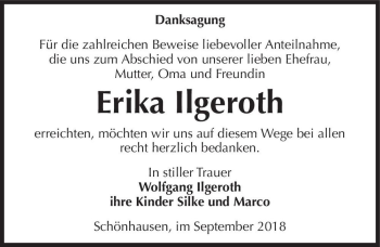 Traueranzeige von Erika Ilgeroth  von Magdeburger Volksstimme