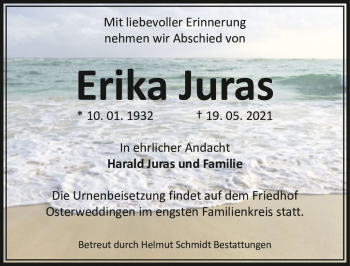Traueranzeige von Erika Juras  von Magdeburger Volksstimme