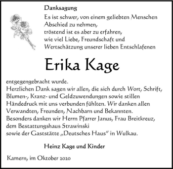 Traueranzeige von Erika Klage  von Magdeburger Volksstimme