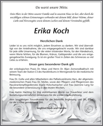 Traueranzeige von Erika Koch  von Magdeburger Volksstimme