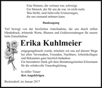Traueranzeige von Erika Kuhlmeier  von Magdeburger Volksstimme