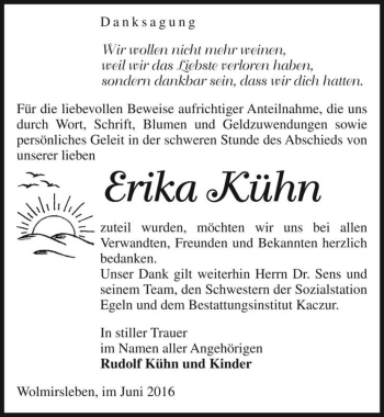 Traueranzeige von Erika Kühn  von Magdeburger Volksstimme