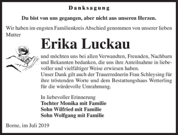Traueranzeige von Erika Luckau  von Magdeburger Volksstimme