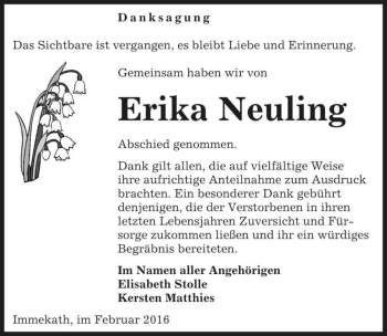 Traueranzeige von Erika Neuling  von Magdeburger Volksstimme