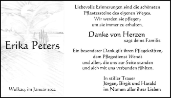 Traueranzeige von Erika Peters  von Magdeburger Volksstimme