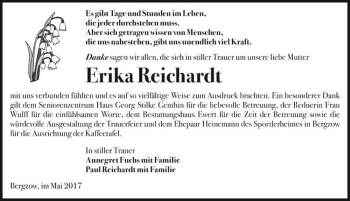 Traueranzeige von Erika Reichardt  von Magdeburger Volksstimme