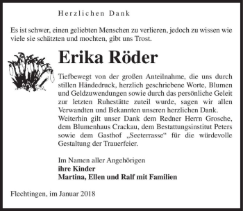 Traueranzeige von Erika Röder  von Magdeburger Volksstimme