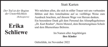 Traueranzeige von Erika Schliewe  von Magdeburger Volksstimme