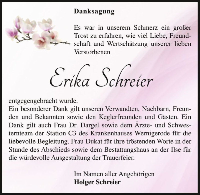  Traueranzeige für Erika Schreier  vom 07.01.2021 aus Magdeburger Volksstimme