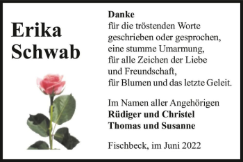 Traueranzeige von Erika Schwab  von Magdeburger Volksstimme