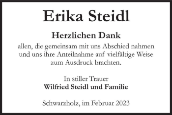 Traueranzeige von Erika Steidl  von Magdeburger Volksstimme