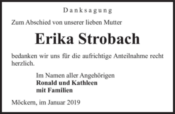 Traueranzeige von Erika Strobach  von Magdeburger Volksstimme