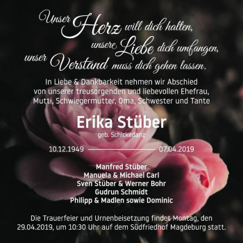 Traueranzeige von Erika Stüber (geb. Schickedanz)  von Magdeburger Volksstimme