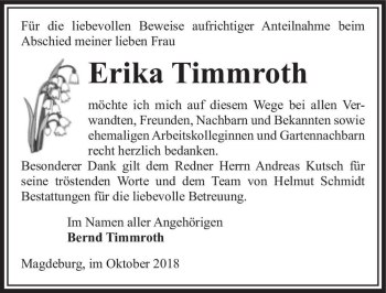 Traueranzeige von Erika Timmroth  von Magdeburger Volksstimme