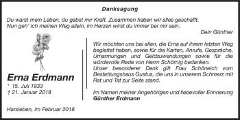 Traueranzeige von Erna Erdmann  von Magdeburger Volksstimme