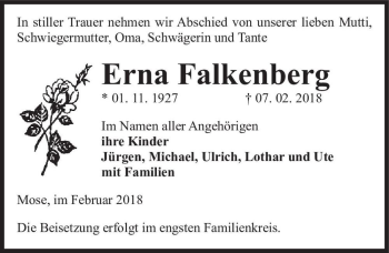 Traueranzeige von Erna Falkenberg  von Magdeburger Volksstimme