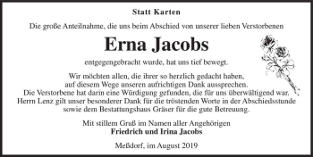 Traueranzeige von Erna Jacobs  von Magdeburger Volksstimme
