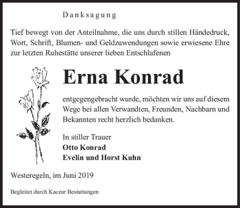 Traueranzeige von Erna Konrad  von Magdeburger Volksstimme