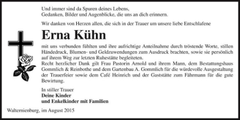 Traueranzeige von Erna Kühn  von Magdeburger Volksstimme