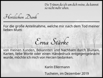 Traueranzeige von Erna Stärke  von Magdeburger Volksstimme
