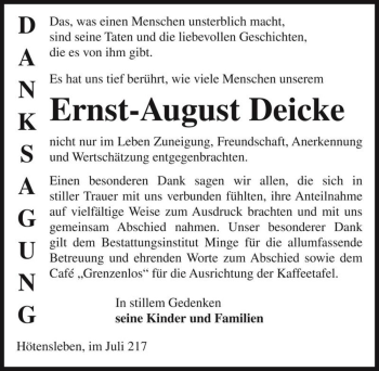 Traueranzeige von Ernst-August Deicke  von Magdeburger Volksstimme