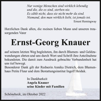 Traueranzeige von Ernst-Georg Knauer  von Magdeburger Volksstimme