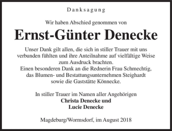 Traueranzeige von Ernst-Günter Denecke  von Magdeburger Volksstimme